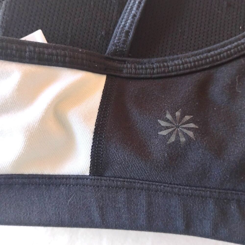 Athleta Running Wild Bra Size Medium Black White - Picture 3 of 8